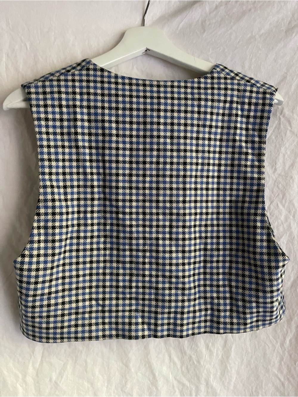 ZARA Gingham Houndstooth Cropped Vest V-Neck Sleeveless Crop Top Size S Preppy - Picture 15 of 15